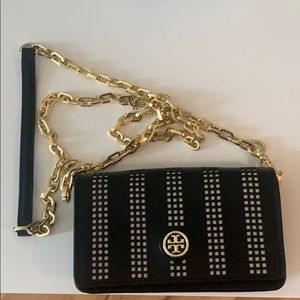 Tory Burch bag with cross over gold chain